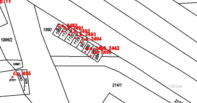 Malenovice 2442, Zlín na parcele st. 984 v KÚ Malenovice u Zlína, Katastrální mapa
