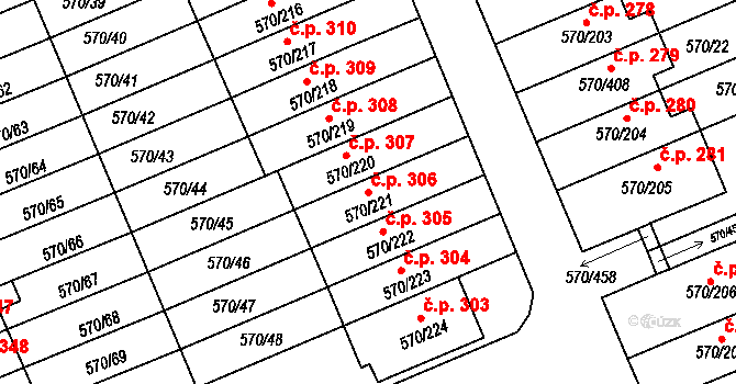Žďár nad Sázavou 2 306, Žďár nad Sázavou na parcele st. 570/221 v KÚ Zámek Žďár, Katastrální mapa