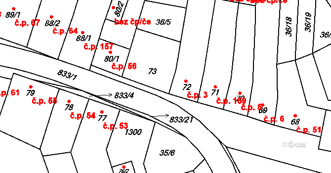 Heroltice 3, Hoštice-Heroltice na parcele st. 72 v KÚ Heroltice, Katastrální mapa