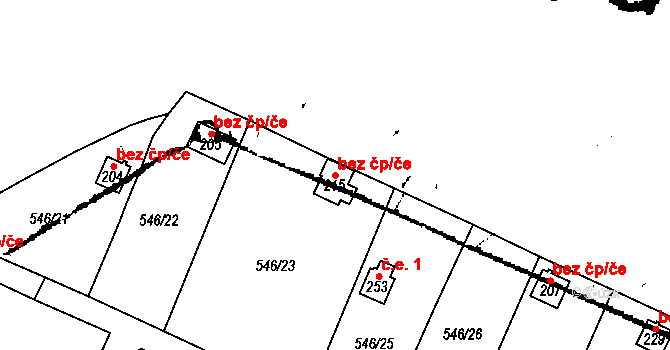 Pňovičky 4, Ohníč na parcele st. 215 v KÚ Křemýž, Katastrální mapa