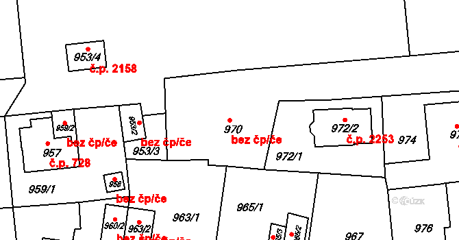 Sokolov 44388225 na parcele st. 970 v KÚ Sokolov, Katastrální mapa
