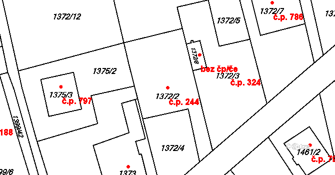 Kylešovice 244, Opava na parcele st. 1372/2 v KÚ Kylešovice, Katastrální mapa