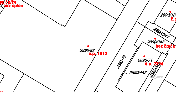 Předměstí 1812, Opava na parcele st. 2890/88 v KÚ Opava-Předměstí, Katastrální mapa