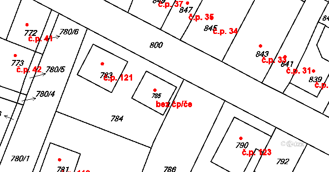 Mimoň 45887225 na parcele st. 785 v KÚ Mimoň, Katastrální mapa