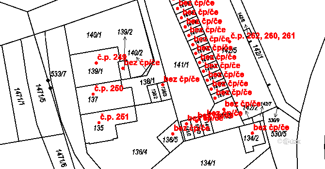 Praha 46732225 na parcele st. 138/3 v KÚ Radlice, Katastrální mapa