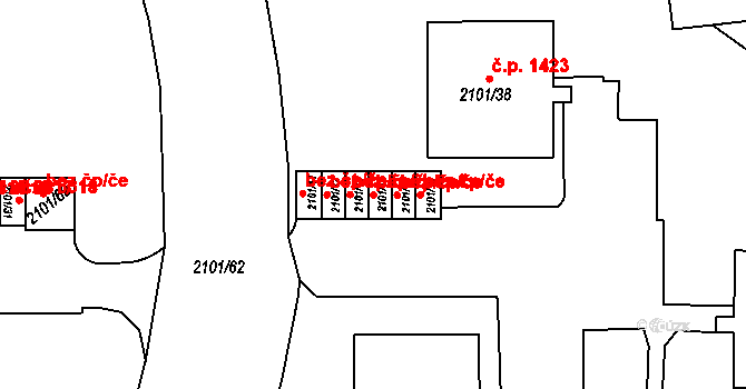 Teplice 49185225 na parcele st. 2101/14 v KÚ Teplice-Trnovany, Katastrální mapa