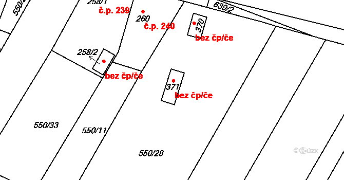 Lovčice 49301225 na parcele st. 371 v KÚ Lovčice u Nového Bydžova, Katastrální mapa