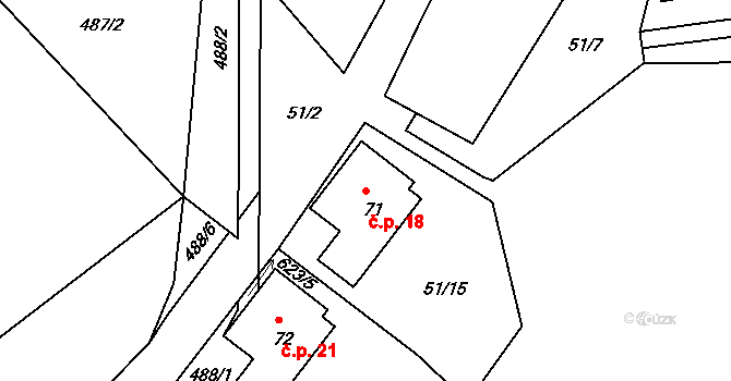 Svinčice 18, Lužice na parcele st. 71 v KÚ Svinčice, Katastrální mapa