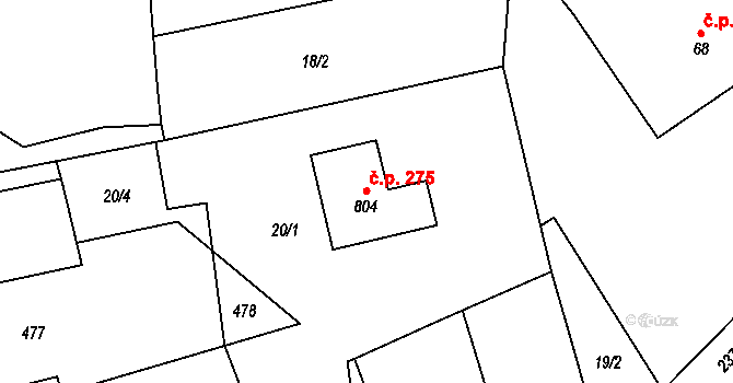 Sedlec 275, Starý Plzenec na parcele st. 804 v KÚ Sedlec u Starého Plzence, Katastrální mapa