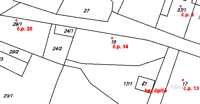 Kolišov 14, Bernartice na parcele st. 18 v KÚ Kolišov, Katastrální mapa