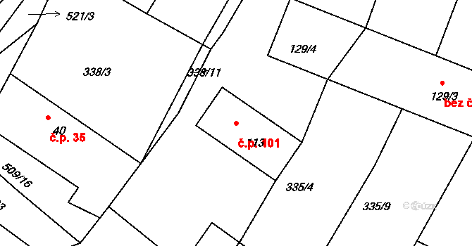 Dobříč 101 na parcele st. 113 v KÚ Dobříč, Katastrální mapa