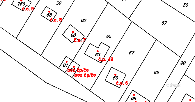 Beroun-Zdejcina 48, Beroun na parcele st. 63 v KÚ Zdejcina, Katastrální mapa