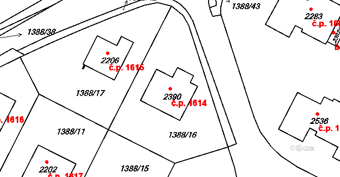 Slaný 1614 na parcele st. 2390 v KÚ Slaný, Katastrální mapa