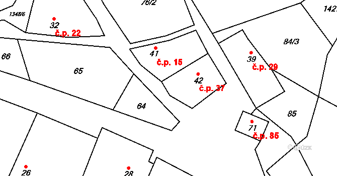 Velká Roudka 37, Velké Opatovice na parcele st. 42 v KÚ Velká Roudka, Katastrální mapa