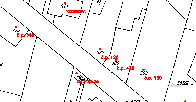 Lenešice 120 na parcele st. 532 v KÚ Lenešice, Katastrální mapa