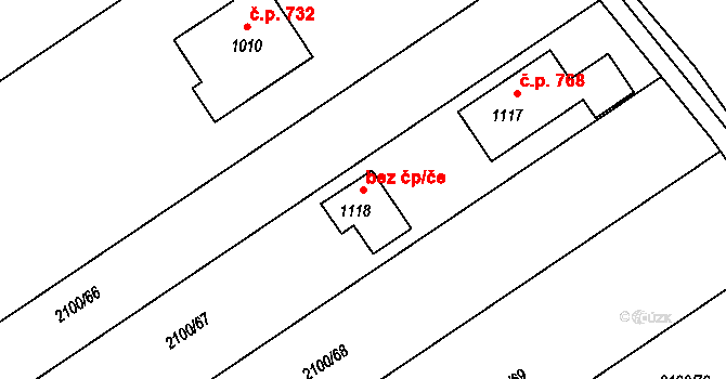 Boršice 98764225 na parcele st. 1118 v KÚ Boršice u Buchlovic, Katastrální mapa