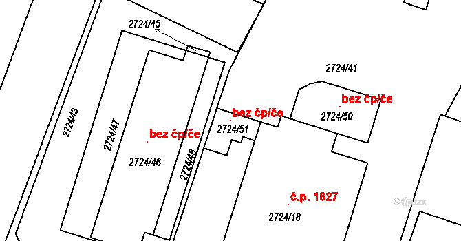 Holešov 105812226 na parcele st. 2724/51 v KÚ Holešov, Katastrální mapa