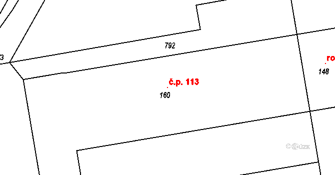 Jindice 113, Rašovice na parcele st. 160 v KÚ Jindice, Katastrální mapa