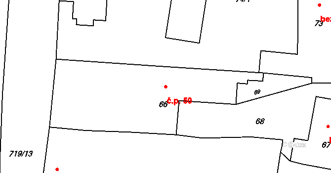 Černotín 50 na parcele st. 66 v KÚ Černotín, Katastrální mapa