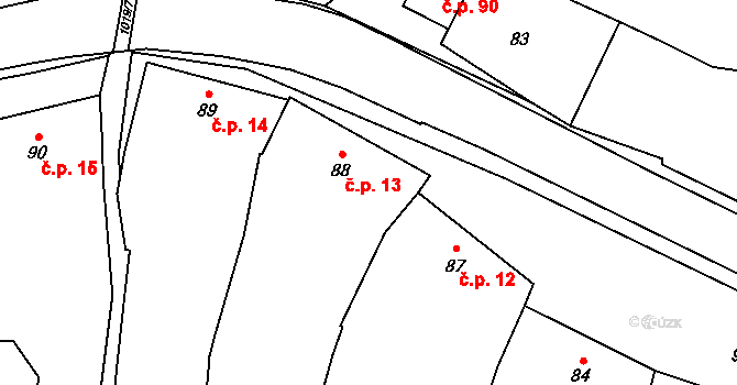 Rokytnice 13 na parcele st. 88 v KÚ Rokytnice u Přerova, Katastrální mapa