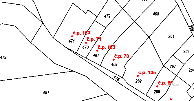 Přerov XII-Žeravice 103, Přerov na parcele st. 467 v KÚ Žeravice, Katastrální mapa