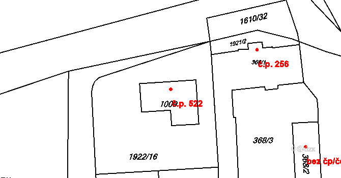 Hranice IV-Drahotuše 522, Hranice na parcele st. 1009 v KÚ Drahotuše, Katastrální mapa