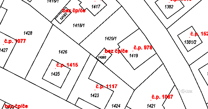 Děčín 115833226 na parcele st. 1420/2 v KÚ Podmokly, Katastrální mapa
