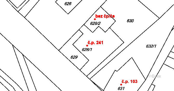 Janovice 241, Rýmařov na parcele st. 628/1 v KÚ Janušov, Katastrální mapa
