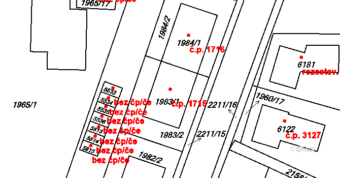 Šumperk 1715 na parcele st. 1983/1 v KÚ Šumperk, Katastrální mapa