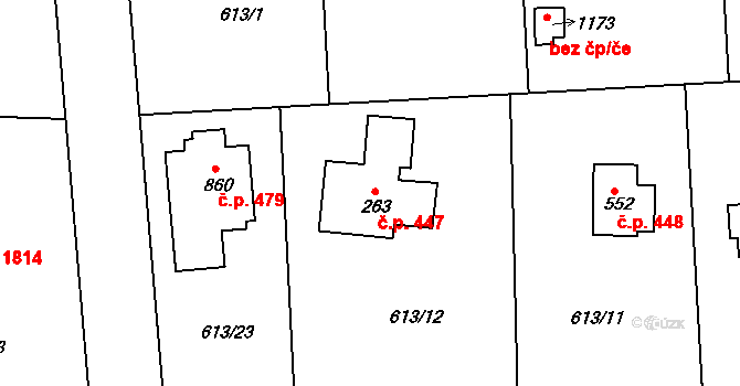 Olešovice 447, Kamenice na parcele st. 263 v KÚ Ládví, Katastrální mapa