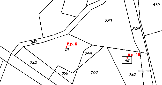 Slovanská Lhota 6, Drevníky na parcele st. 13 v KÚ Slovanská Lhota, Katastrální mapa