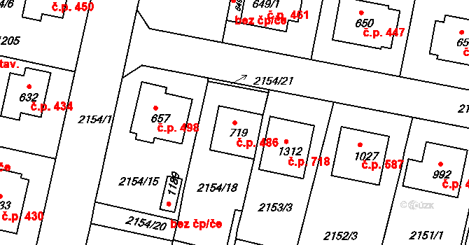 Zliv 486 na parcele st. 719 v KÚ Zliv u Českých Budějovic, Katastrální mapa