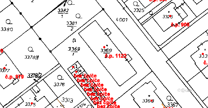 Poděbrady III 1122, Poděbrady na parcele st. 3369/3 v KÚ Poděbrady, Katastrální mapa