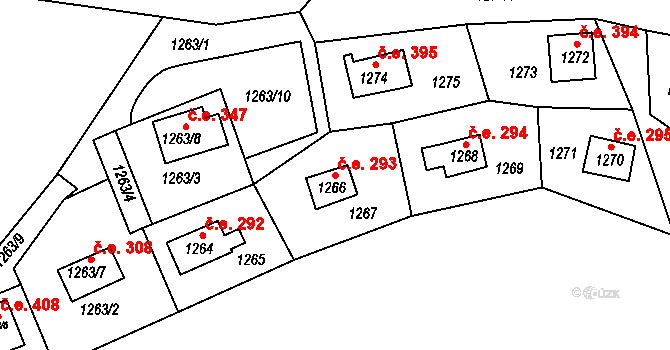 Miřetice u Klášterce nad Ohří 293, Klášterec nad Ohří na parcele st. 1266 v KÚ Miřetice u Klášterce nad Ohří, Katastrální mapa
