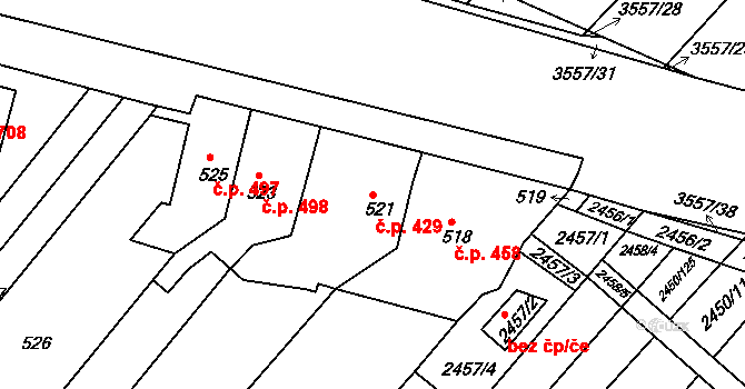 Bosonohy 429, Brno na parcele st. 521 v KÚ Bosonohy, Katastrální mapa