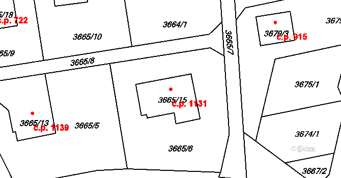Frýdlant 1131, Frýdlant nad Ostravicí na parcele st. 3665/15 v KÚ Frýdlant nad Ostravicí, Katastrální mapa