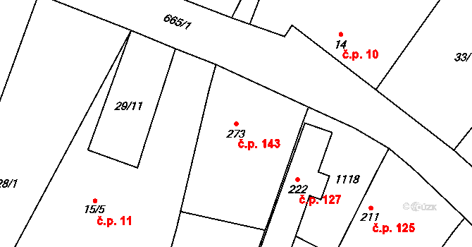 Struhy 143, Čachovice na parcele st. 273 v KÚ Struhy, Katastrální mapa