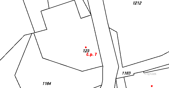 Proloh 7, Osečnice na parcele st. 123 v KÚ Osečnice, Katastrální mapa