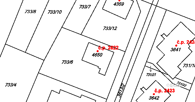 Dvůr Králové nad Labem 2822 na parcele st. 4650 v KÚ Dvůr Králové nad Labem, Katastrální mapa