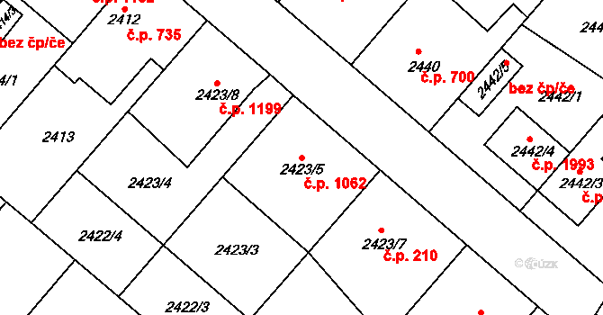 Kuřim 1062 na parcele st. 2423/5 v KÚ Kuřim, Katastrální mapa