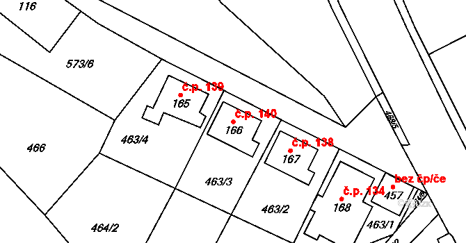 Lhotka 140, Česká Třebová na parcele st. 166 v KÚ Lhotka u České Třebové, Katastrální mapa