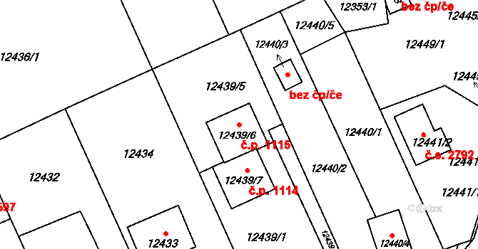Severní Předměstí 1115, Plzeň na parcele st. 12439/6 v KÚ Plzeň, Katastrální mapa