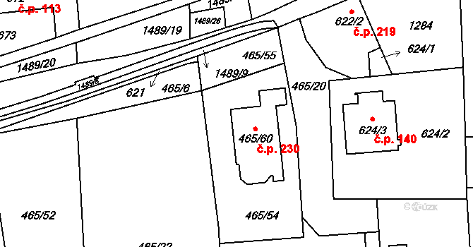 Nové Homole 232, Homole na parcele st. 465/62 v KÚ Homole, Katastrální mapa