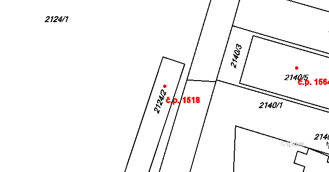 Vršovice 1518, Praha na parcele st. 2124/2 v KÚ Vršovice, Katastrální mapa
