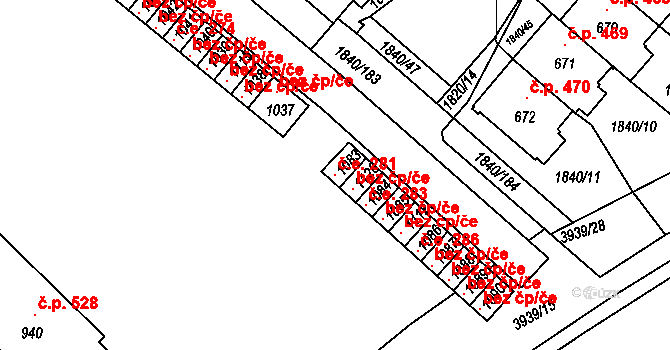 Borovany 281 na parcele st. 1083 v KÚ Borovany, Katastrální mapa