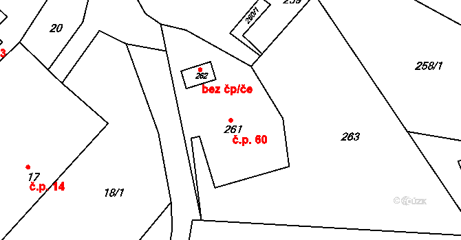 Petrovice 60, Nové Město na Moravě na parcele st. 261 v KÚ Petrovice u Nového Města na Moravě, Katastrální mapa
