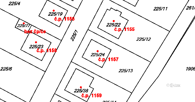Brumov 1157, Brumov-Bylnice na parcele st. 225/24 v KÚ Brumov, Katastrální mapa
