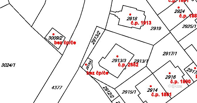 Teplice 38600226 na parcele st. 2913/4 v KÚ Teplice, Katastrální mapa