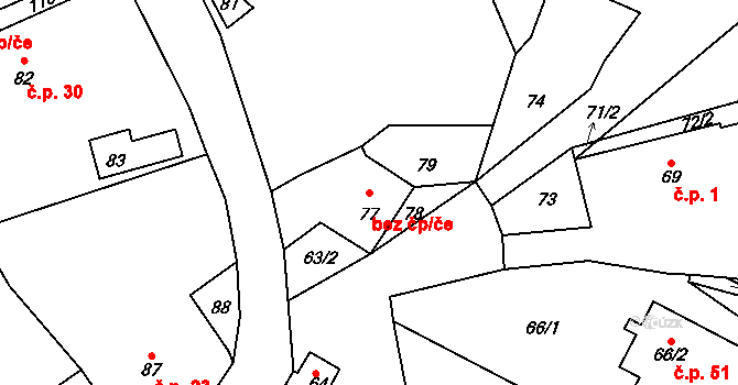 Malečov 38820226 na parcele st. 77 v KÚ Březí u Malečova, Katastrální mapa