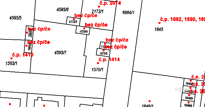 Žatec 47058226 na parcele st. 1570/2 v KÚ Žatec, Katastrální mapa